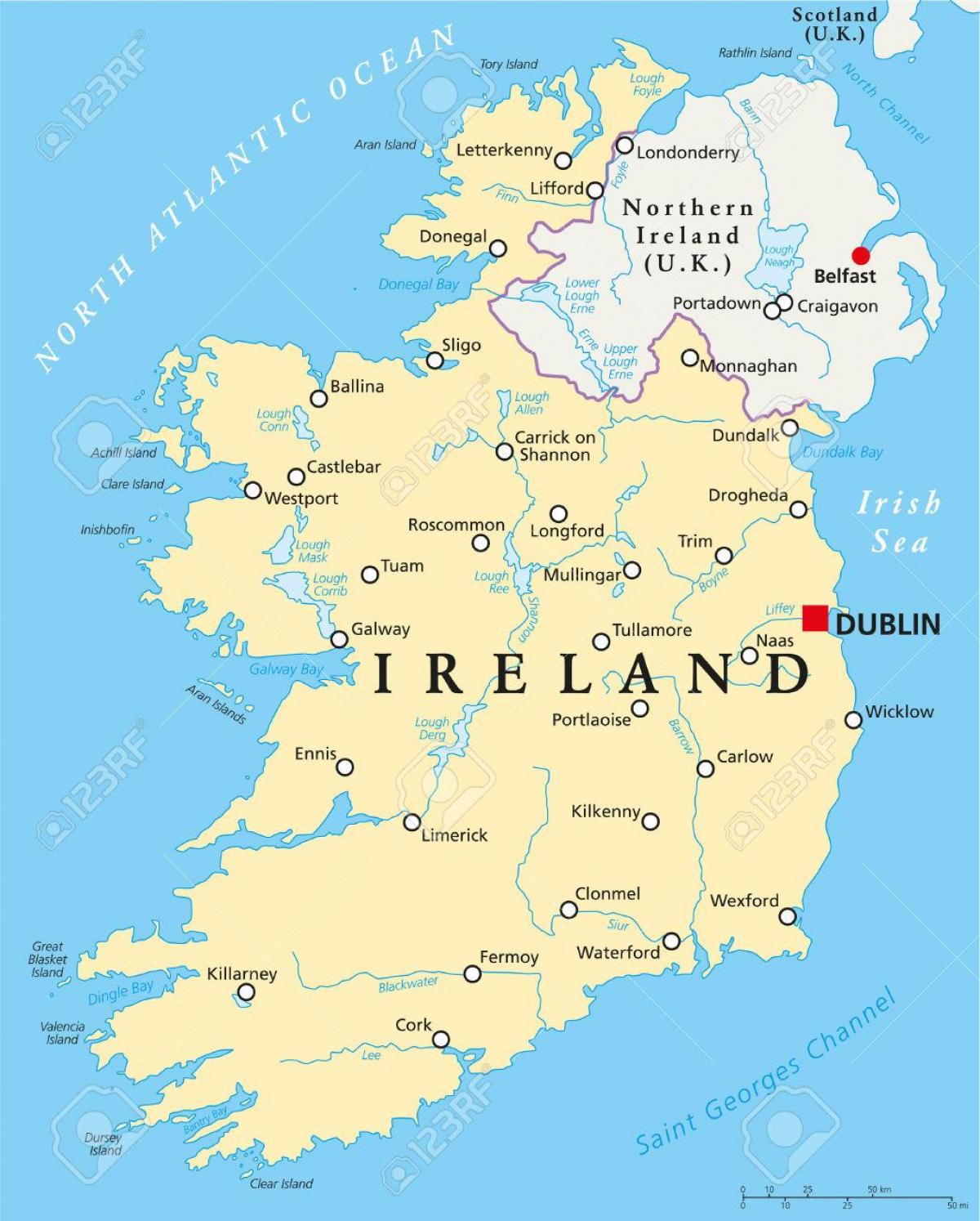 Karte Irland Dublin | Kleve Landkarte