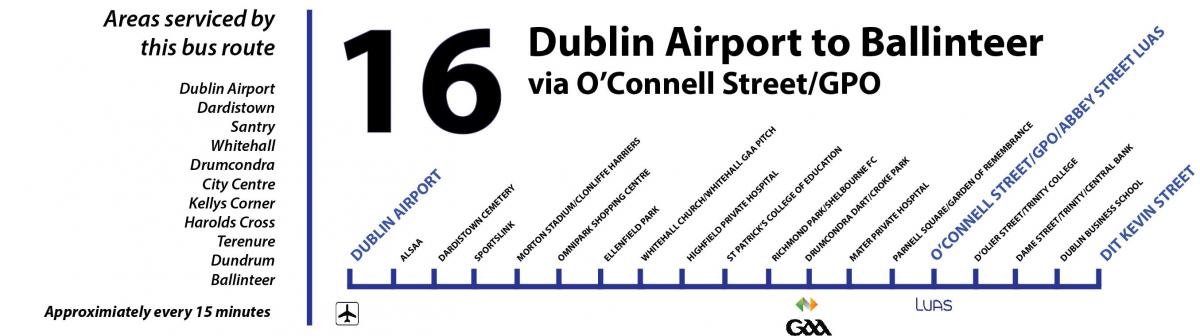 bus 16 Dublin Karte