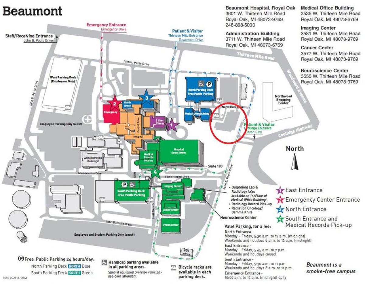 Karte von Beaumont hospital