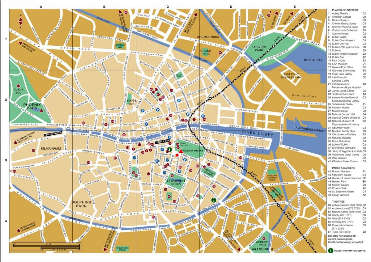 Karte der Innenstadt von Dublin