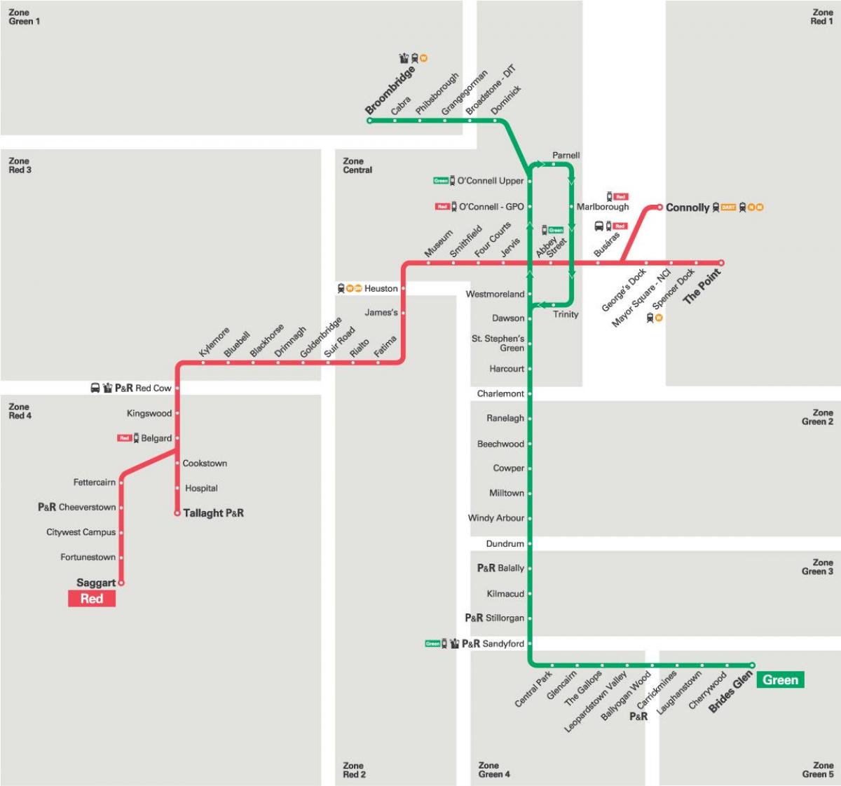 Dublin Luas red line map